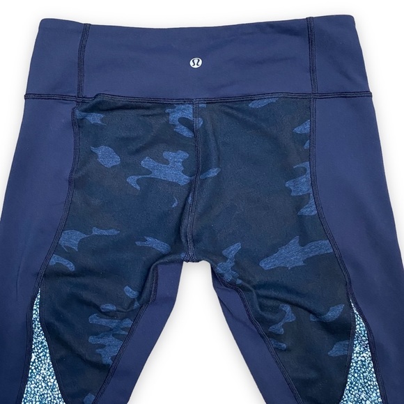 LULULEMON Wunder Under Full On Luon Sashiko Navy Camo Leggings - Size 8 - Picture 7 of 9